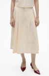 Mango Pleated Midi-skirt Ecru In Ecru