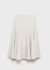 Mango Cotton Mix Pleated Midi Skirt In Gray