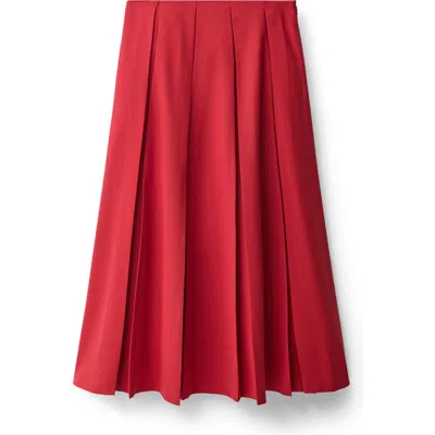 Mango Pleated Midi Skirt In Red