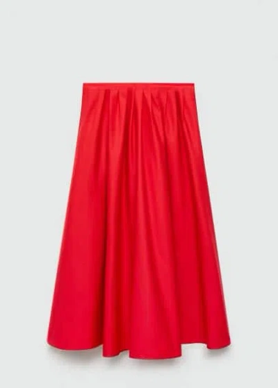 Mango Pleated Midi Skirt Red In Red