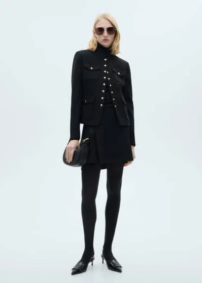 Mango Pleated Mini-skirt Black