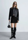 Mango Pleated Mini-skirt Black In Black