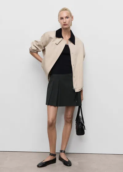 Mango Pleated Mini-skirt In Black