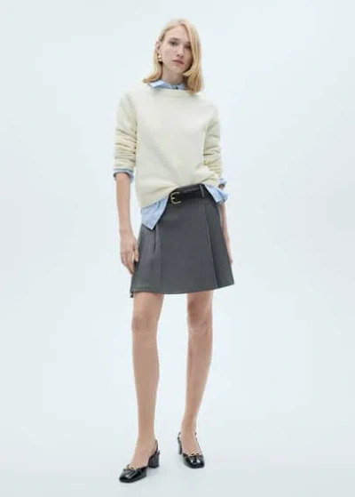 Mango Pleated Mini-skirt Grey