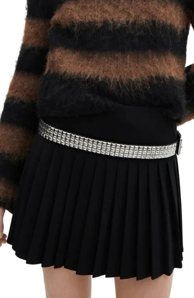 Mango Pleated Miniskirt In Black