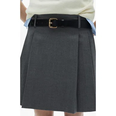Mango Pleated Miniskirt In Grey