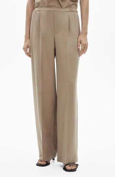 Mango Pleated Pants In Beige