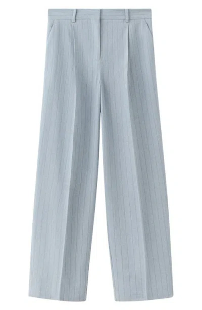 Mango Pleated Pinstripe Suit Pants In Blue