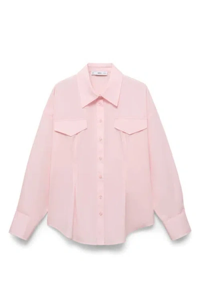 Mango Pleated Pocket Shirt In Pink
