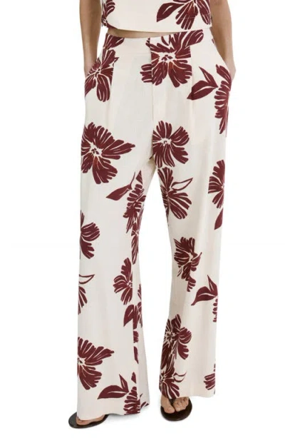 Mango Pleated Print Straight Leg Pants In Multi