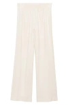 Mango Pleated Pull-on Wide Leg Pants In Ecru
