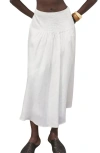 Mango Pleated Ramie Midi Skirt In White