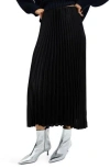 Mango Pleated Midi Skirt Black In Black