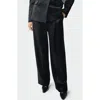 Mango Pleated Satin Pants In Black