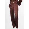 Mango Pleated Satin Pants In Brown