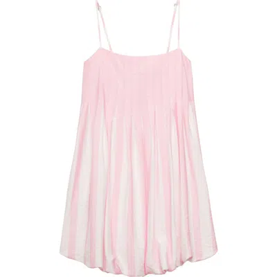 Mango Pleated Shift Minidress In Pink