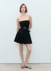 Mango Pleated Short Dress Black