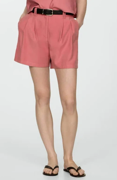 Mango Pleated Shorts In Pastel Pink