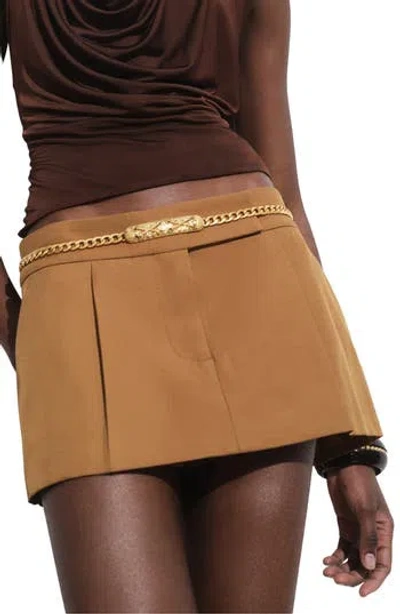 Mango Pleated Skort In Brown