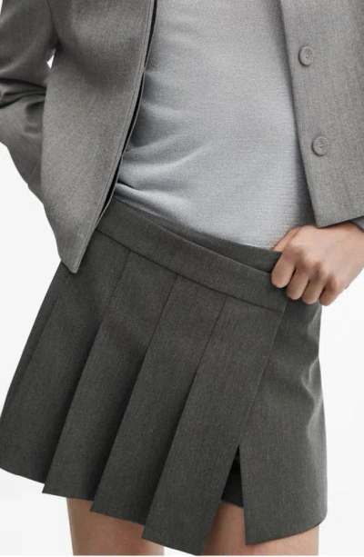 Mango Pleated Skort In Grey