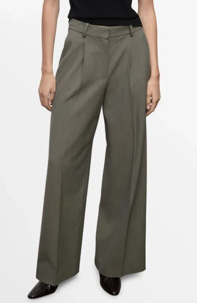 Mango Pleated Straight Fit Pants In Green