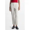 Mango Pleated Straight Leg Ankle Pants In White
