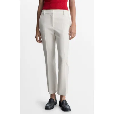 Mango Pleated Straight Leg Ankle Pants In White
