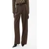 Mango Straight Knitted Trousers Brown
