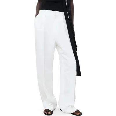 Mango Pleated Straight Leg Pants In White