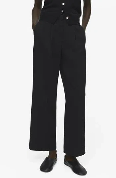 Mango Pleated Straight Leg Pants In Black
