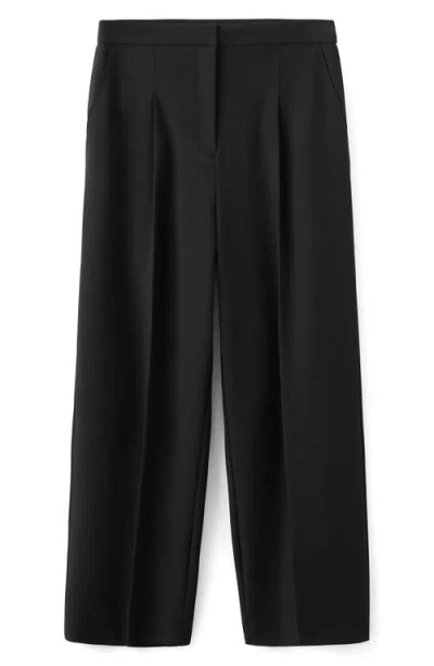 Mango Pleated Straight Leg Pants In Black