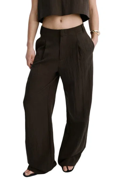 Mango Pleated Straight Leg Pants In Black