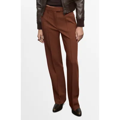 Mango Pleated Straight Leg Pants In Brown