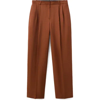 Mango Pleated Straight Leg Pants In Brown