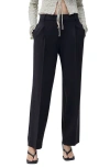 Mango Pleated Straight Leg Pants In Black