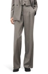 Mango Pleated Straight Leg Pants In Gray