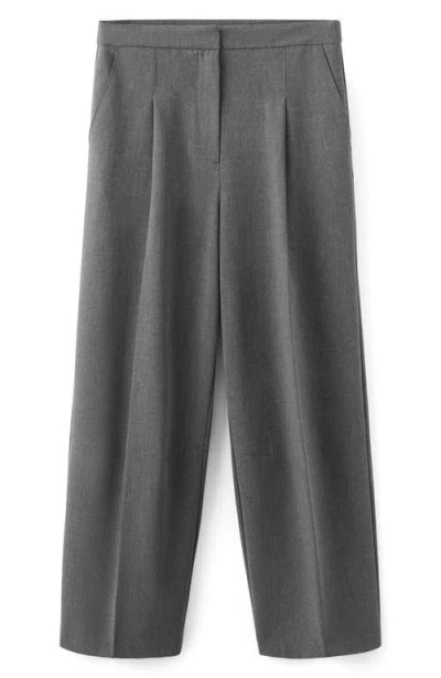 Mango Pleated Straight Leg Pants In Gray