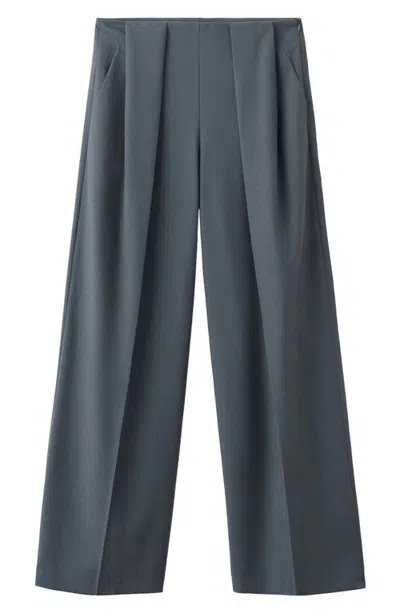 Mango Pleated Straight Leg Pants In Gray
