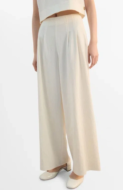 Mango Pleated Straight Leg Pants In Neutral