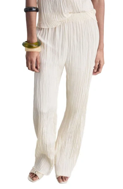 Mango Pleated Straight Leg Pants In Vanilla