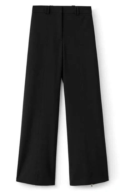 Mango Pleated Straight Leg Pants With Side Zip Hems In Black