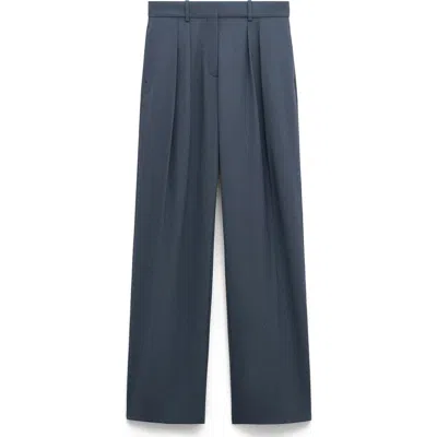 Mango Pleated Straight Leg Suit Pants In Blue
