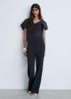Mango Pleated Straight Trousers Blue In Bleu