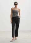 Mango Pantalon Droit Pinces In Gris