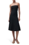 Mango Strapless Flared Knit Dress Black In Black
