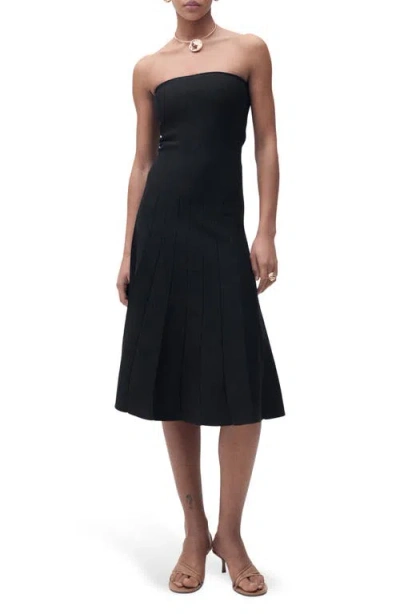 MANGO MANGO PLEATED STRAPLESS DRESS