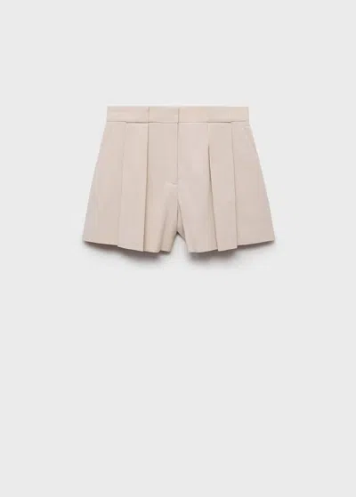 Mango Pleated Suit Shorts Beige