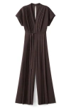 Mango Linen Blouse With Belt In Brown