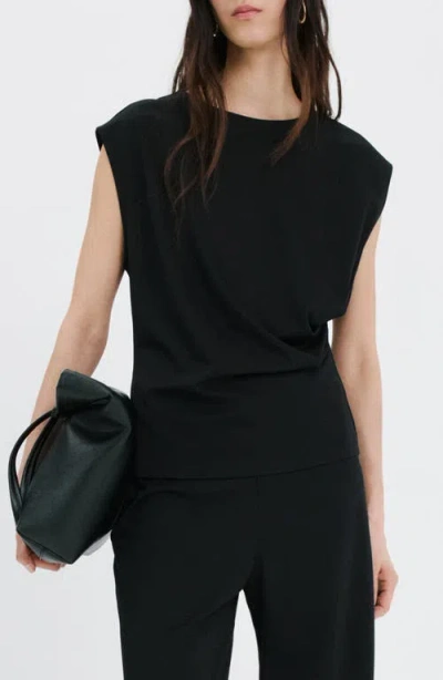 Mango Pleated Top In Black