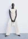Mango Pleated Trousers With Elastic Waist Ecru In Sand